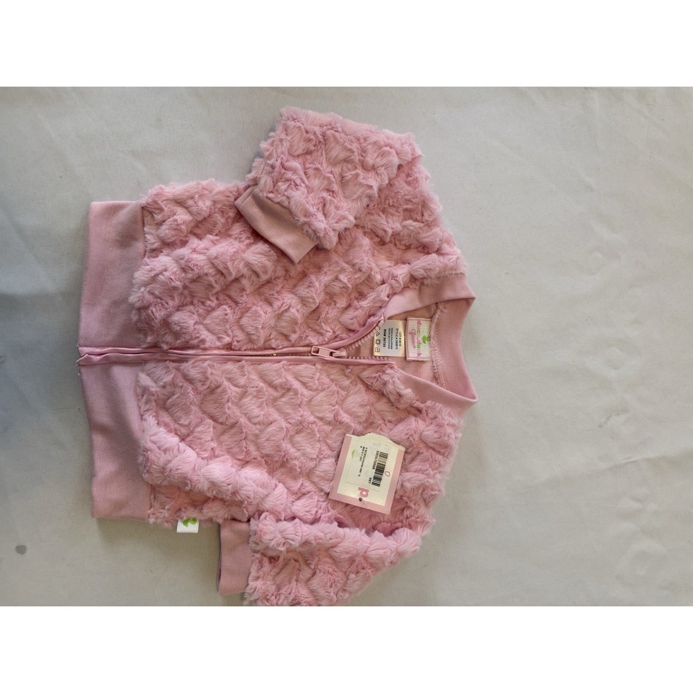Duck Duck Goose Pink Faux Fur Zip-Up Jacket 12m Girls Long Sleeve
